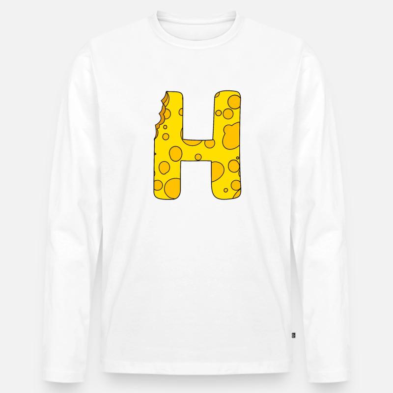 Buchstabe H - Männer Premium Bio Langarmshirt - Weiß