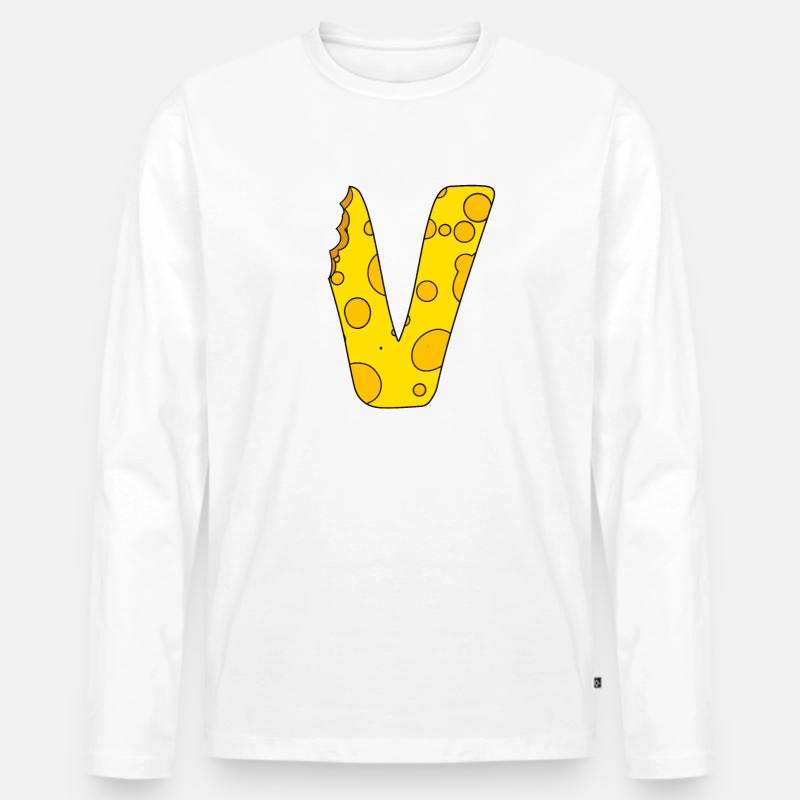 Buchstabe V - Männer Premium Bio Langarmshirt - Weiß