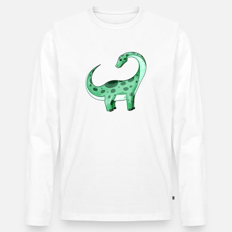 Dinosaurier - Männer Premium Bio Langarmshirt - Weiß
