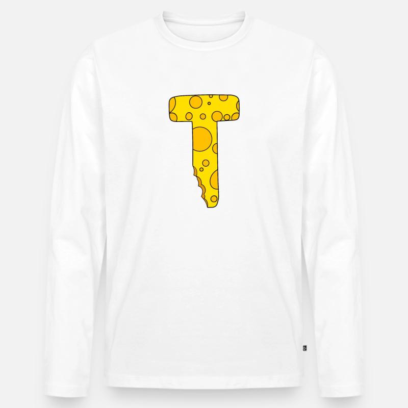 Buchstabe T - Männer Premium Bio Langarmshirt - Weiß