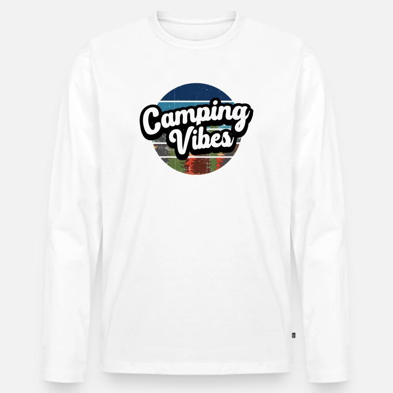 Camping Vibes - Männer Premium Bio Langarmshirt - Weiß