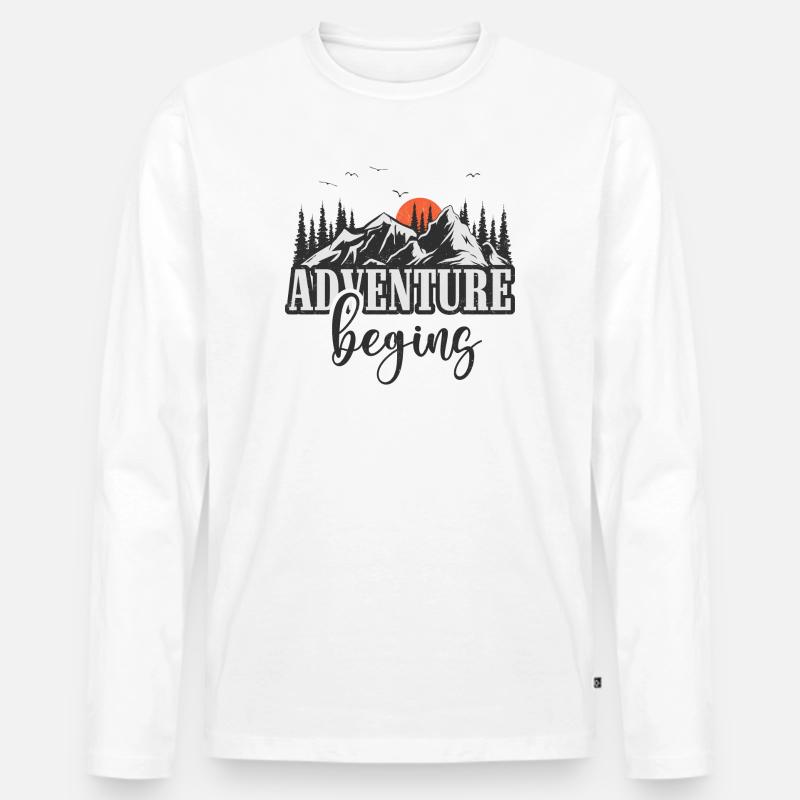 Das Abenteuer beginnt - Männer Premium Bio Langarmshirt - Weiß