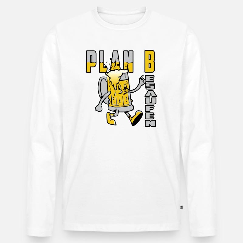 Plan B Besaufen - Männer Premium Bio Langarmshirt - Weiß