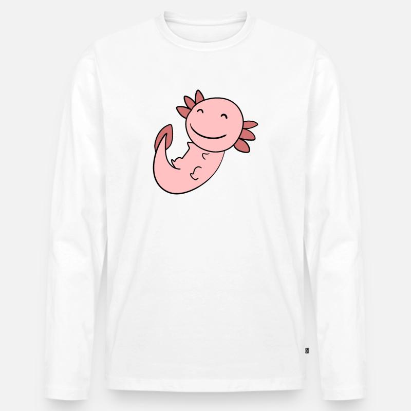 Süßes Axolotl Rosa - Männer Premium Bio Langarmshirt - Weiß