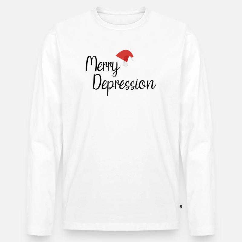 Merry Depression - Männer Premium Bio Langarmshirt - Weiß