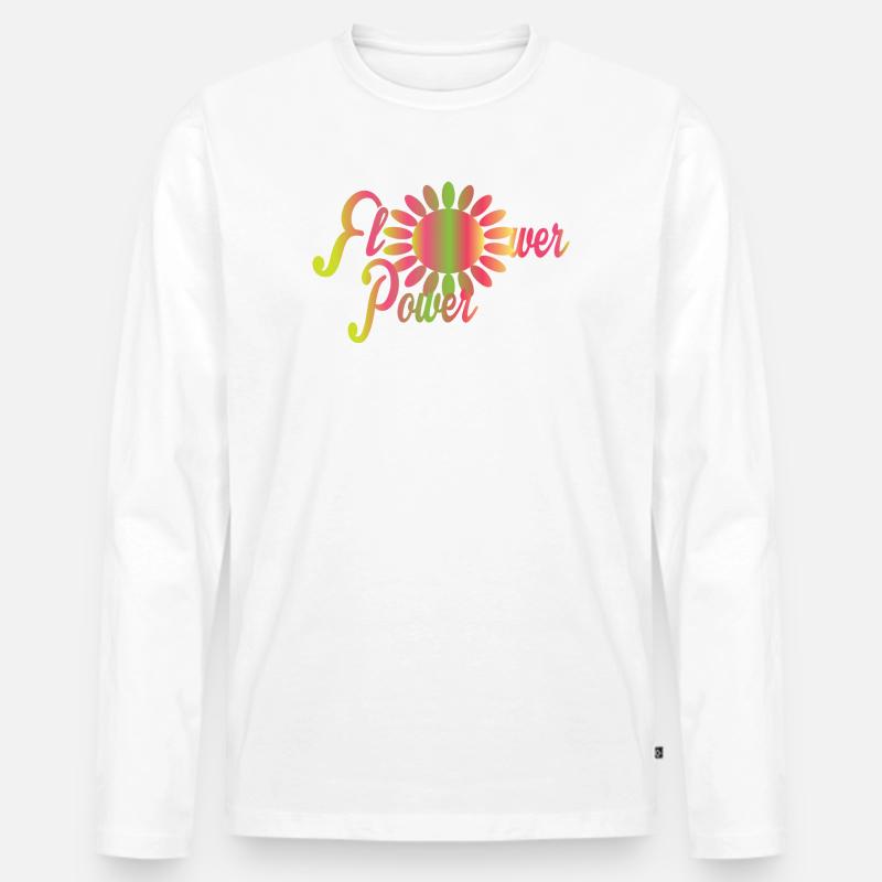 Blumen Power - Männer Premium Bio Langarmshirt - Weiß