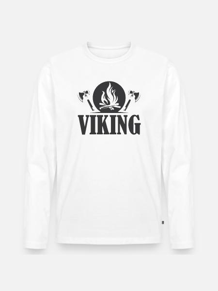 viking icon axe symbol fire graphic - Men's Premium Organic Long Sleeve Shirt - white