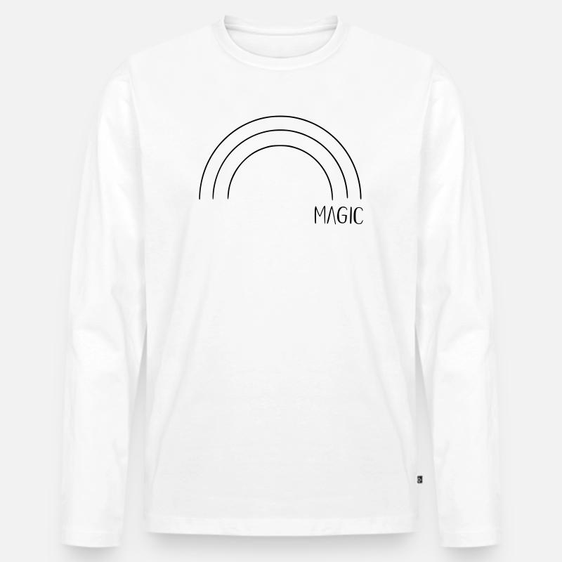 Magic Regenbogen - Männer Premium Bio Langarmshirt - Weiß
