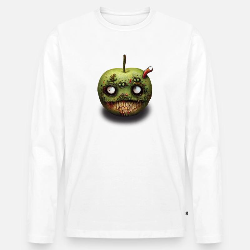 Zombie Apfel Fallobst - Männer Premium Bio Langarmshirt - Weiß