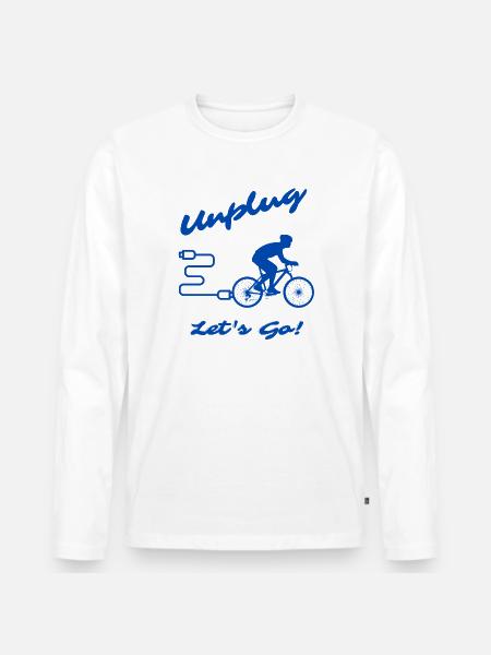 Unplug Let's Go - Männer Premium Bio Langarmshirt - Weiß