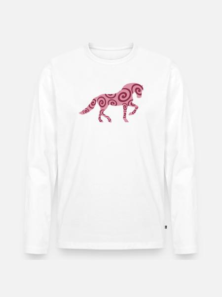 Pferdeverrückt - Männer Premium Bio Langarmshirt - Weiß