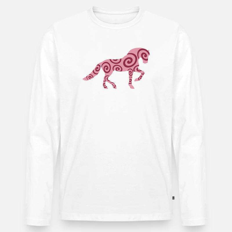 Pferdeverrückt - Männer Premium Bio Langarmshirt - Weiß