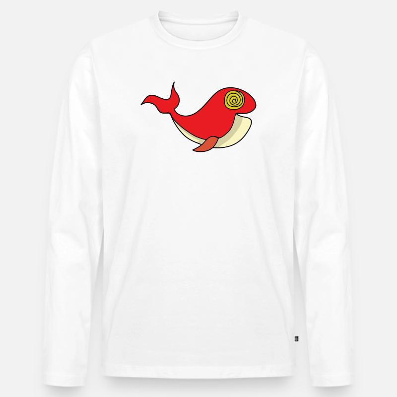 Wal mit hypnotisierendem Blick - Männer Premium Bio Langarmshirt - Weiß