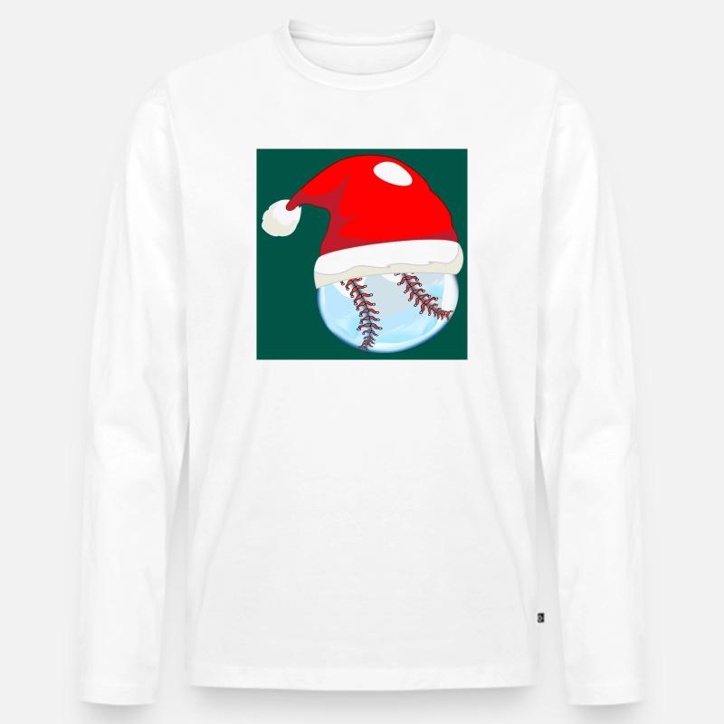 WEIHNACHTEN BASEBALL - Männer Premium Bio Langarmshirt - Weiß