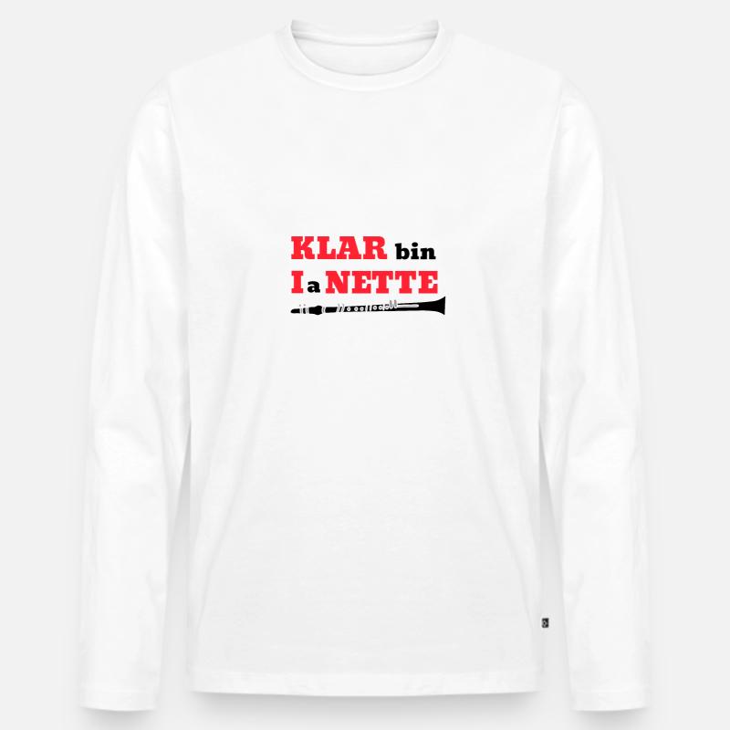 KLAR bin I a NETTE Klarinette Wortspiel - Männer Premium Bio Langarmshirt - Weiß