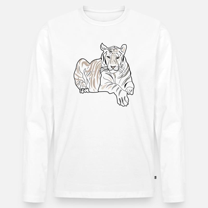 LIEGENDER TIGER - Männer Premium Bio Langarmshirt - Weiß
