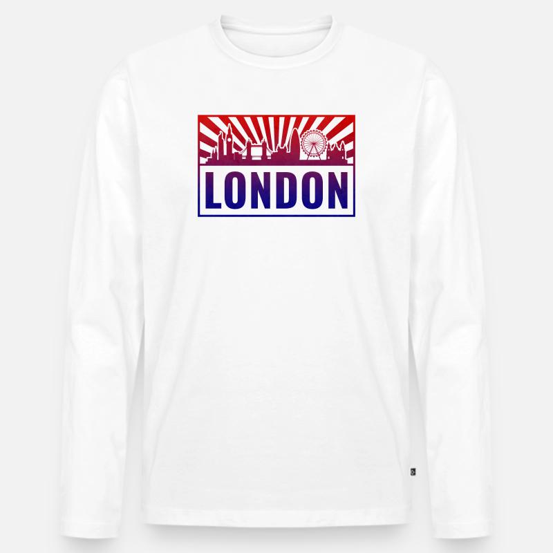 London Gradient Skyline - Männer Premium Bio Langarmshirt - Weiß
