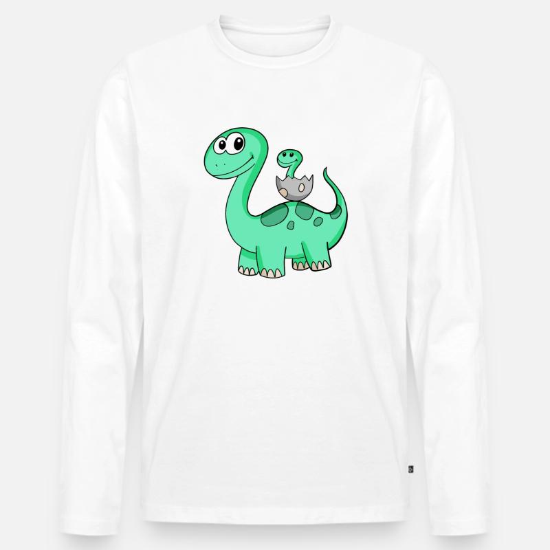 Dinosaurier mit Baby Dinosaurier - Männer Premium Bio Langarmshirt - Weiß
