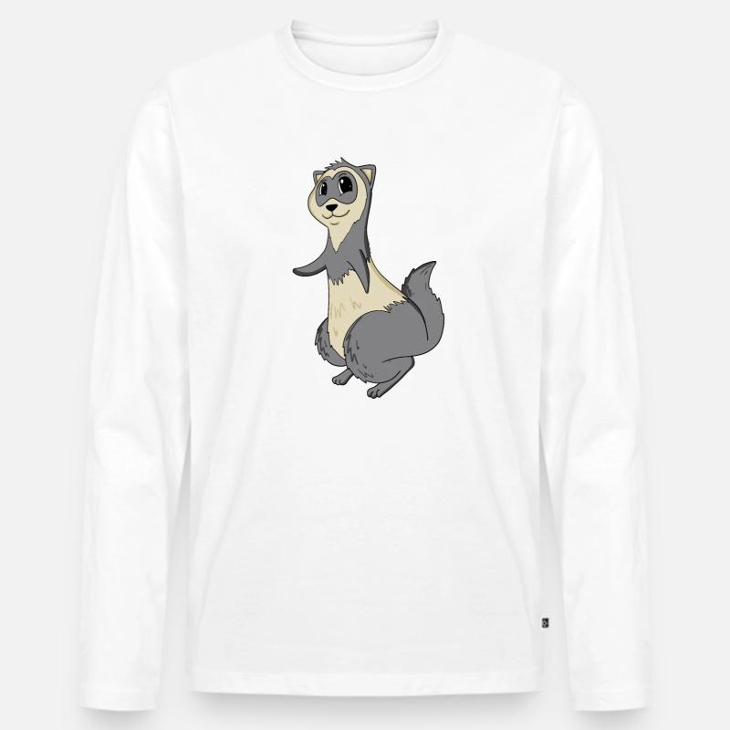 Frettchen - Männer Premium Bio Langarmshirt - Weiß