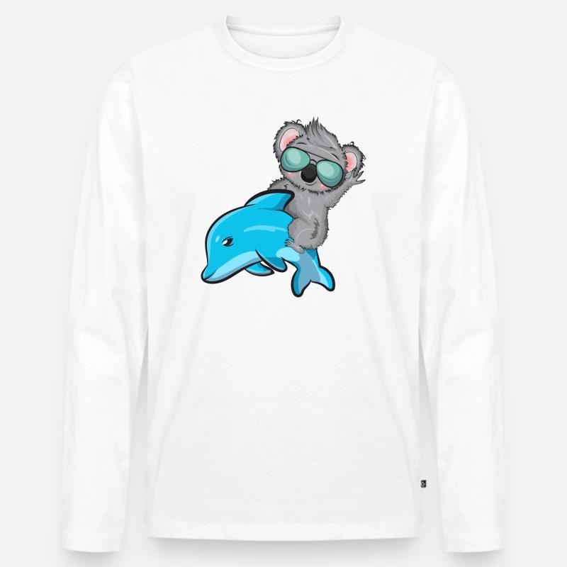Koala und Delfin - Männer Premium Bio Langarmshirt - Weiß