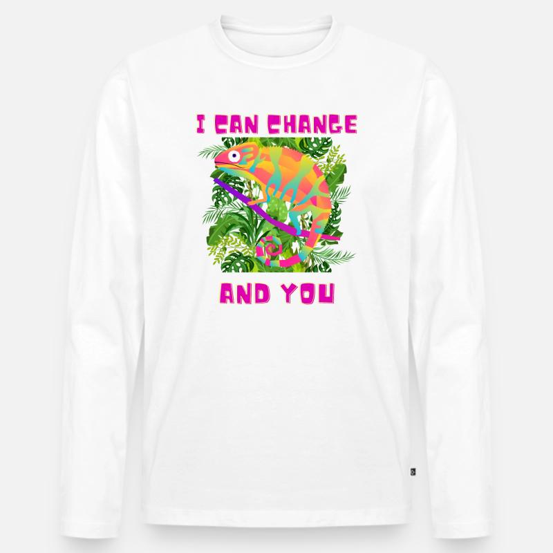 Funny Chameleon ;) - Männer Premium Bio Langarmshirt - Weiß