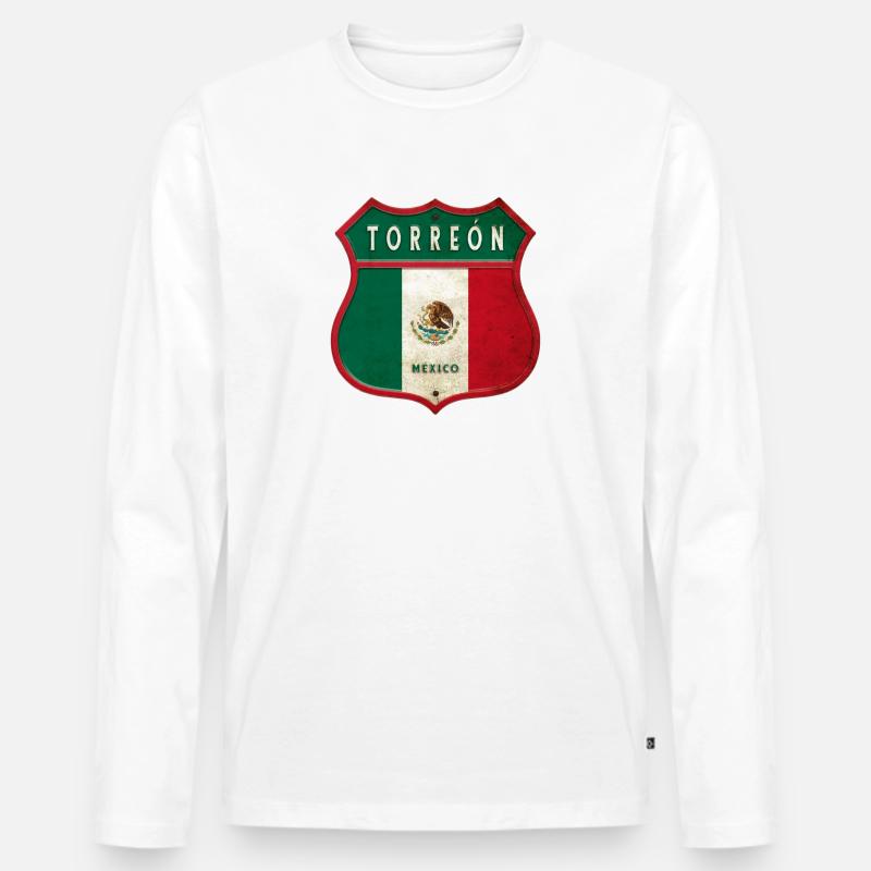 Torreón Mexiko Wappen Design - Männer Premium Bio Langarmshirt - Weiß