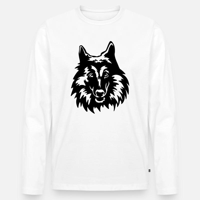 Tervueren Kopf - Männer Premium Bio Langarmshirt - Weiß