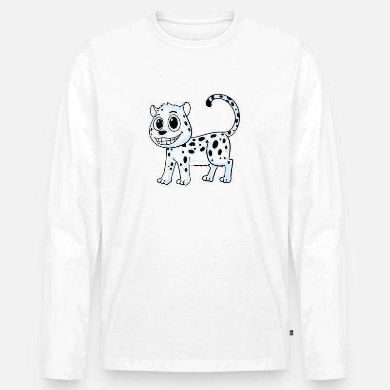 Schneeleopard Leopard - Männer Premium Bio Langarmshirt - Weiß
