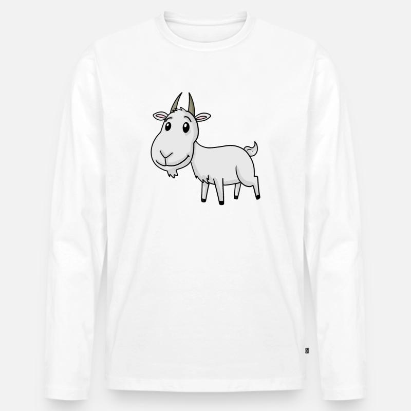 Ziege Niedlich - Männer Premium Bio Langarmshirt - Weiß