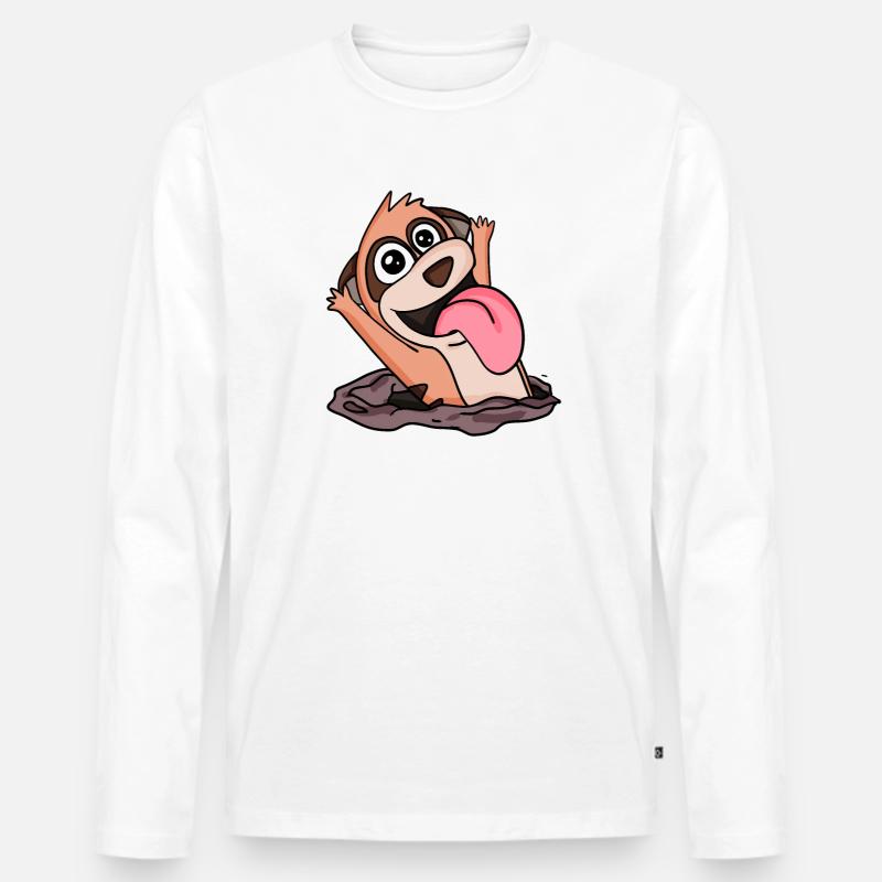 Niedliches Erdmännchen Umarmung - Männer Premium Bio Langarmshirt - Weiß