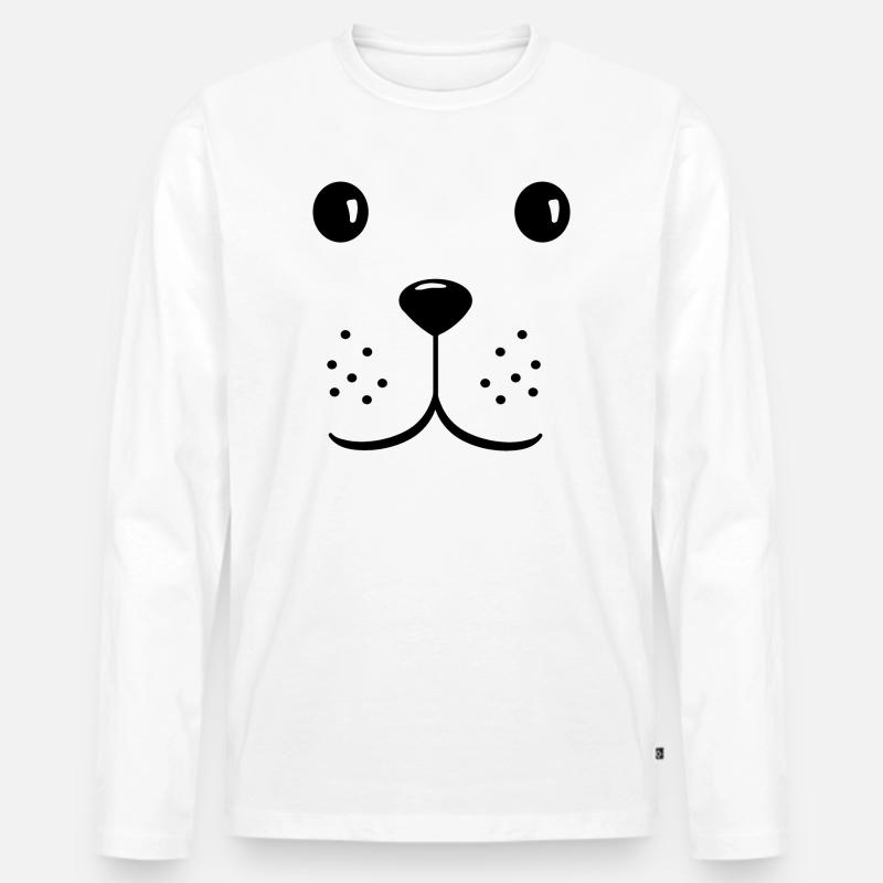 Hundekopf süßes Gesicht - Männer Premium Bio Langarmshirt - Weiß