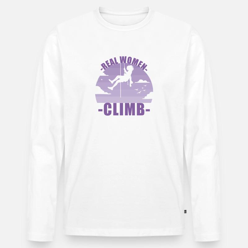 Klettern Bergsteigen Berge Mädchen Geschenk - Männer Premium Bio Langarmshirt - Weiß