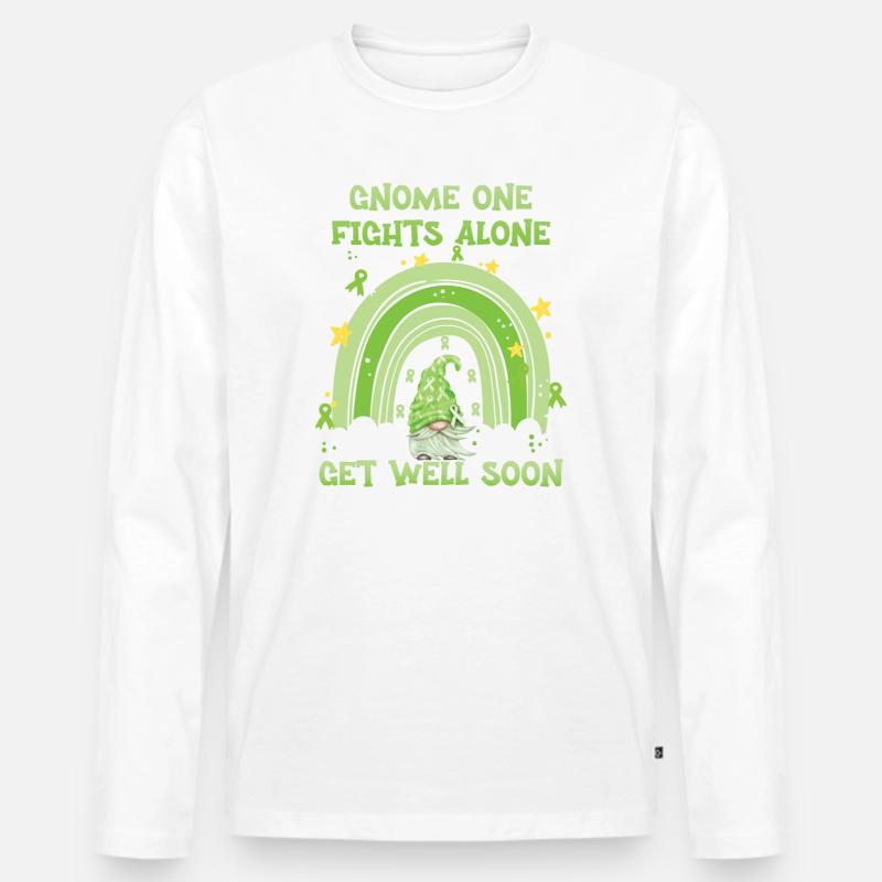 Gnome One Fights Alone Non Hodgkin - Männer Premium Bio Langarmshirt - Weiß