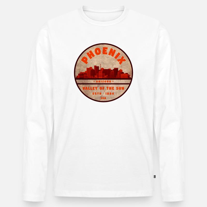Phoenix Skyline Retro Abzeichen - Männer Premium Bio Langarmshirt - Weiß