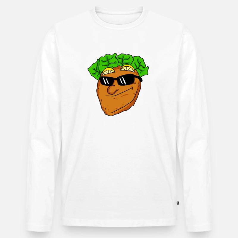 Cooles Schnitzel mit Sonnenbrille - Männer Premium Bio Langarmshirt - Weiß