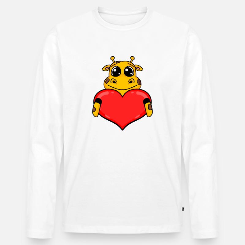 Giraffe mit Herz - Liebe Romantisch - Männer Premium Bio Langarmshirt - Weiß