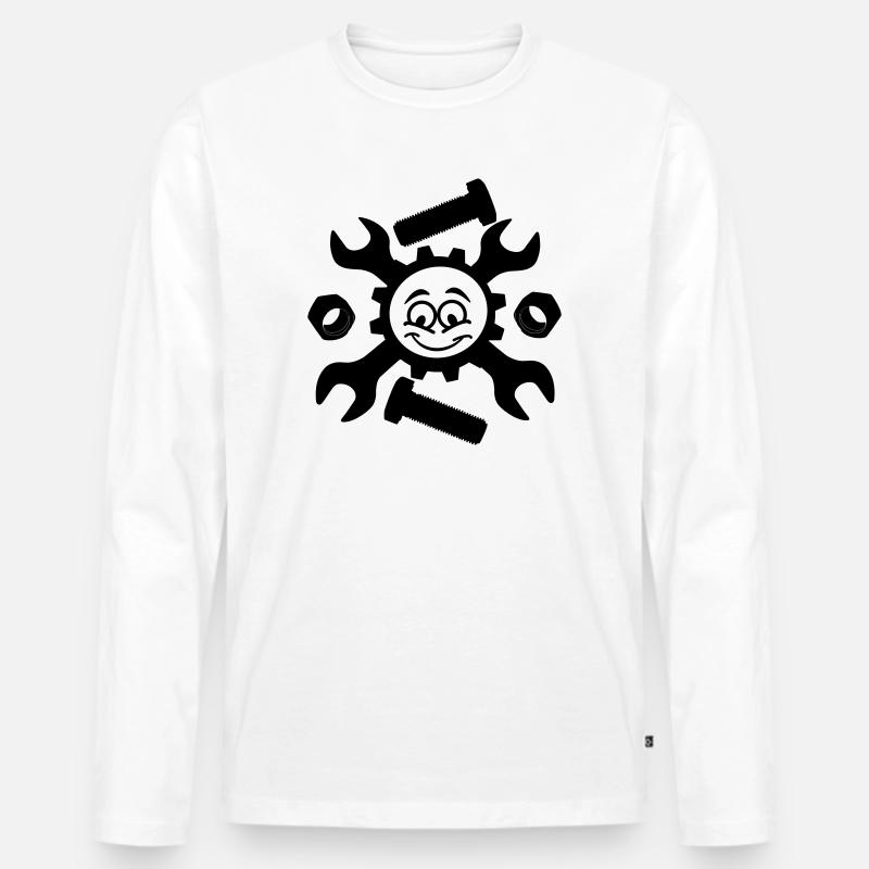 Mechanisches Gesicht - Männer Premium Bio Langarmshirt - Weiß
