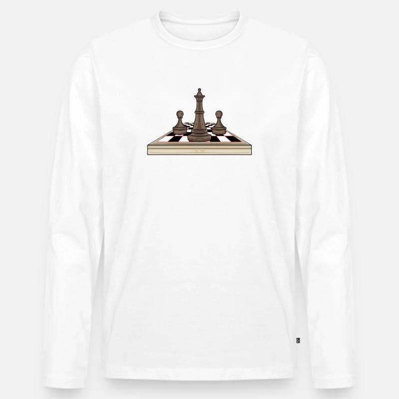 Schach Schachbrett - Männer Premium Bio Langarmshirt - Weiß