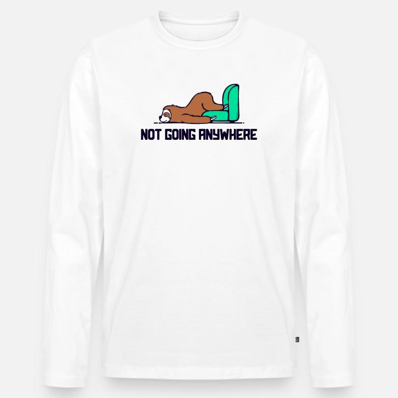 Lazy Sloth Sleep Statement Late Riser - Men's Premium Organic Long Sleeve Shirt - white