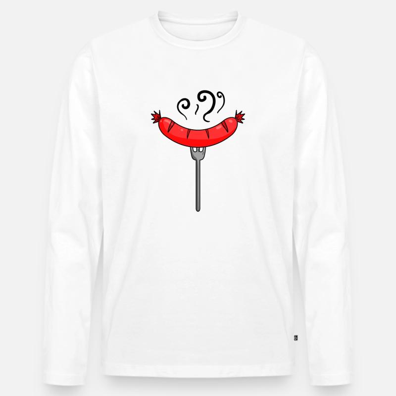 Wurst Currywurst Fleisch Bratwurst Grillwurst - Männer Premium Bio Langarmshirt - Weiß