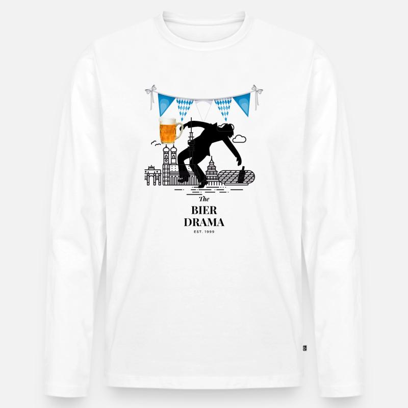 Bier Drama ART - Männer Premium Bio Langarmshirt - Weiß