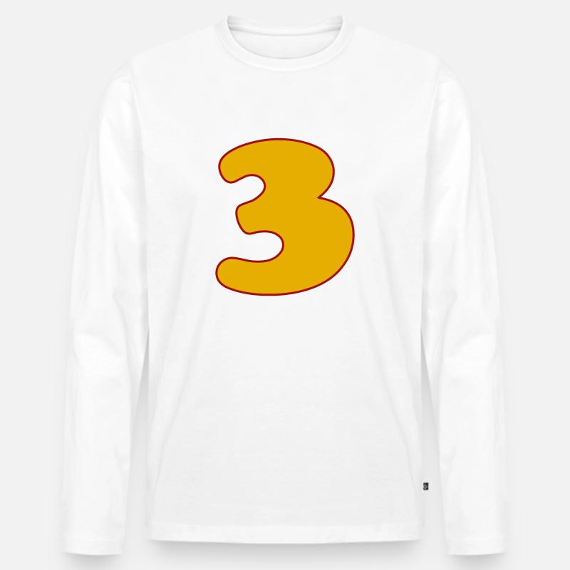 3 - Männer Premium Bio Langarmshirt - Weiß