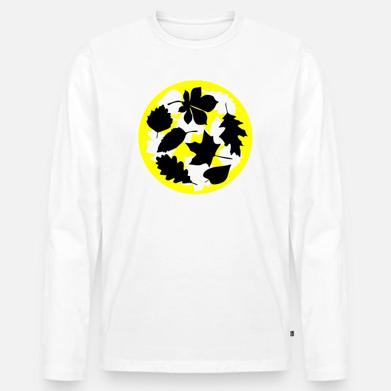 herbst Blätter Kreis - Männer Premium Bio Langarmshirt - Weiß
