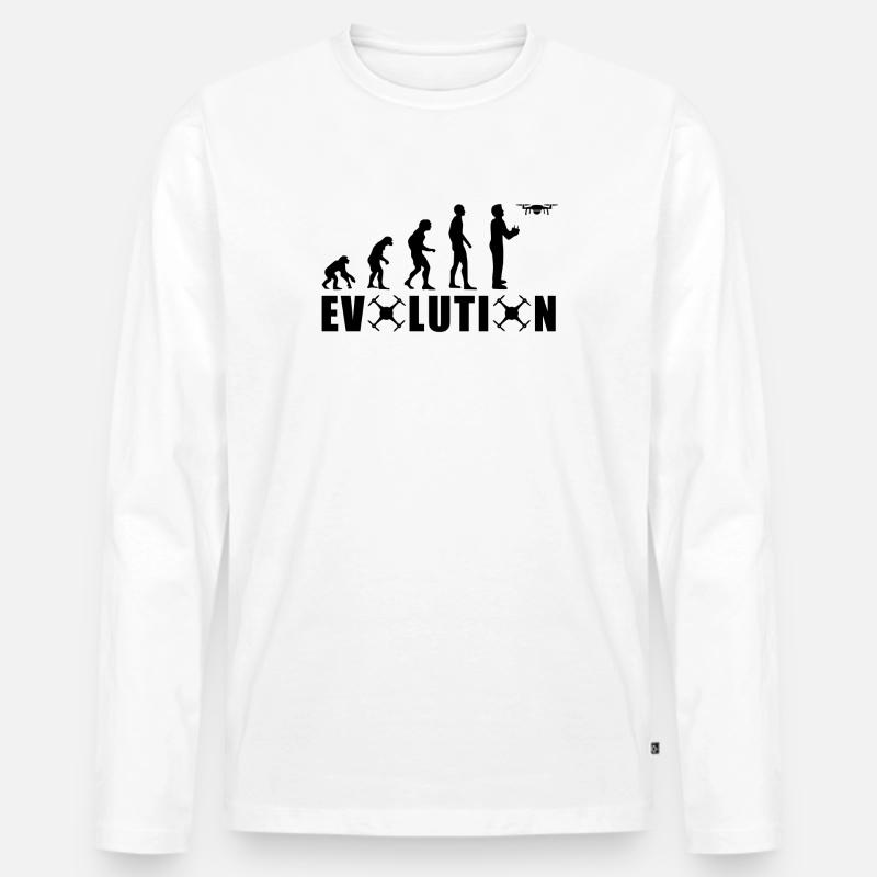 EVOLUTION DROHNE Geschenk Bodenpilot Fliegen - Männer Premium Bio Langarmshirt - Weiß