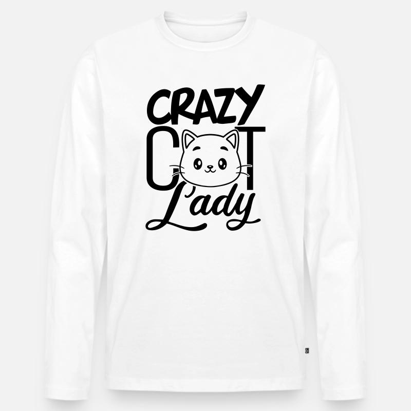 Katzenverrücktes Mädchen - Männer Premium Bio Langarmshirt - Weiß