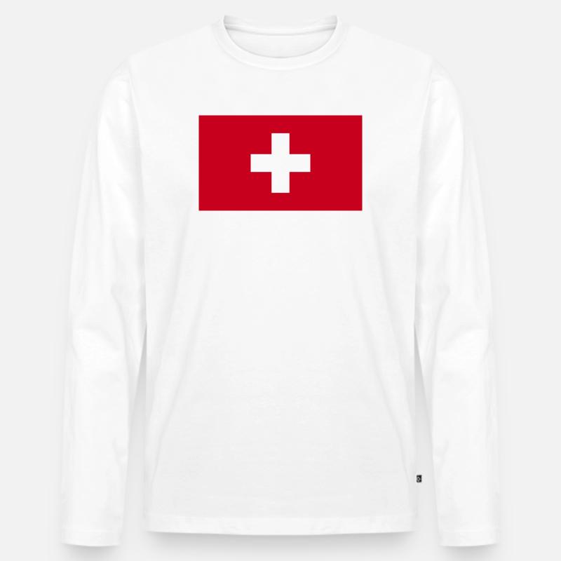 Schweiz Flagge - Männer Premium Bio Langarmshirt - Weiß