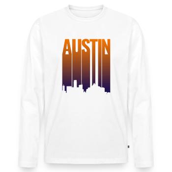 Austin Skyline Gradient - Männer Premium Bio Langarmshirt - Weiß - Vorne - Nico (187cm)