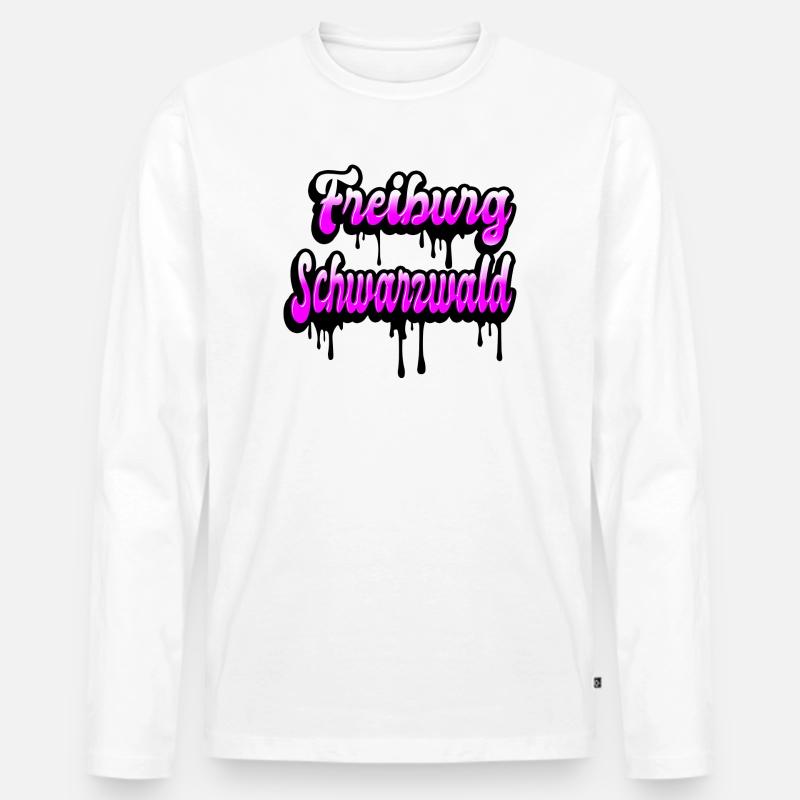 Freiburg Schwarzwald Design - Männer Premium Bio Langarmshirt - Weiß