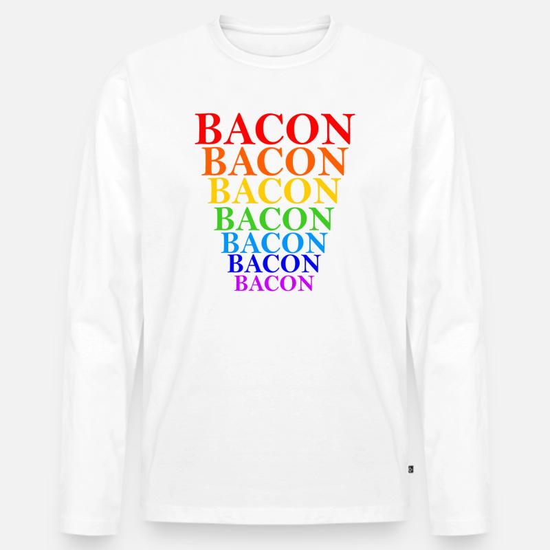 Regenbogen Bacon Stapel Design - Männer Premium Bio Langarmshirt - Weiß