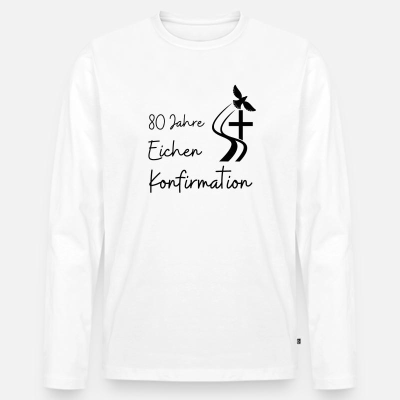 Eichen Konfirmation 80 Jahre Jubelkonfirmation - Männer Premium Bio Langarmshirt - Weiß